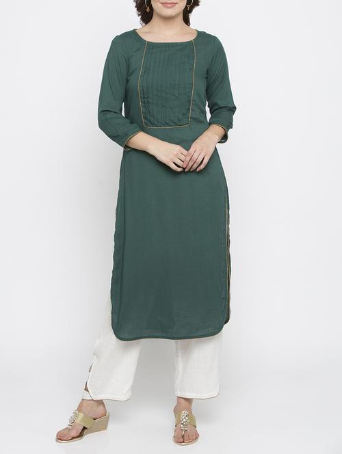 Pine pintucks kurta - 15187156 - Standard Image - 1