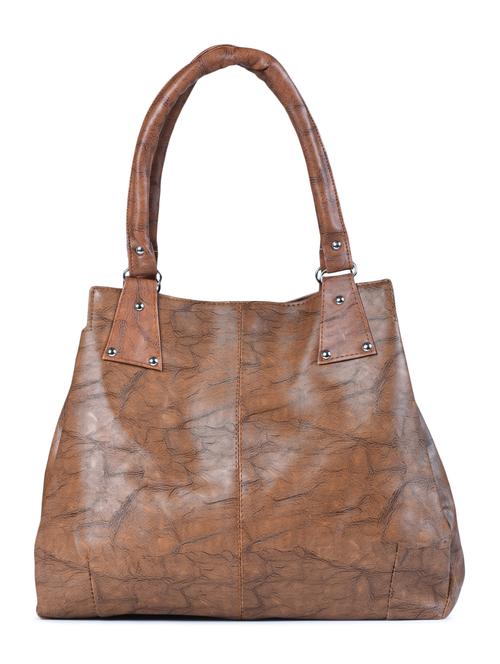 brown leatherette regular handbag - 15187201 - Standard Image - 1