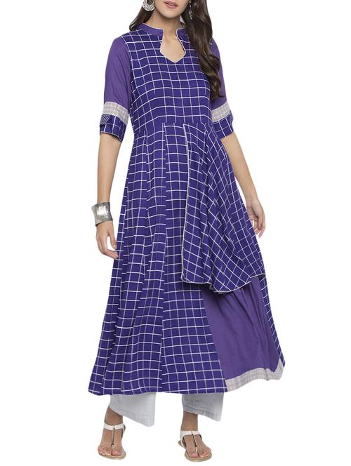 Layered checkered kurta - 15187219 - Standard Image - 1