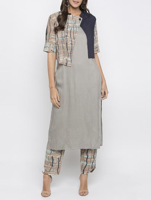 straight kurta with jacket - 15187225 - Very Small Image - 1