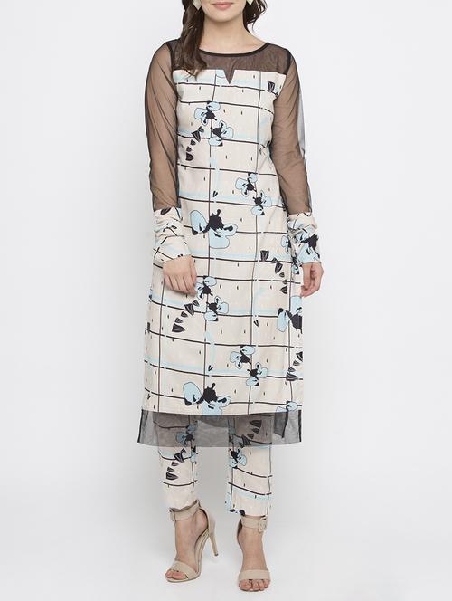straight net yoke kurta - 15187231 - Standard Image - 1