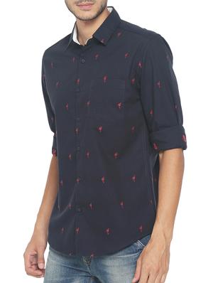 navy blue printed casual shirt - 15187357 - Standard Image - 2