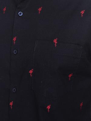 navy blue printed casual shirt - 15187357 - Standard Image - 4
