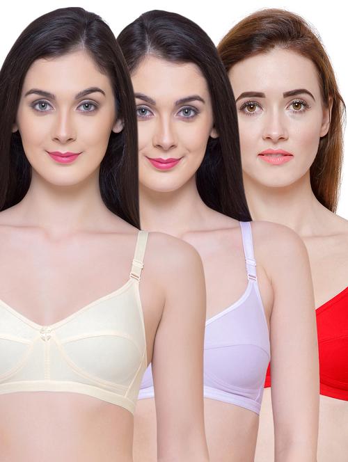 Set of 3 multi colored solid bras - 15188268 - Standard Image - 1