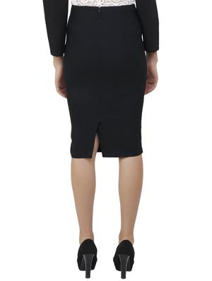 black solid cotton pencil skirt - 15188887 - Standard Image - 3