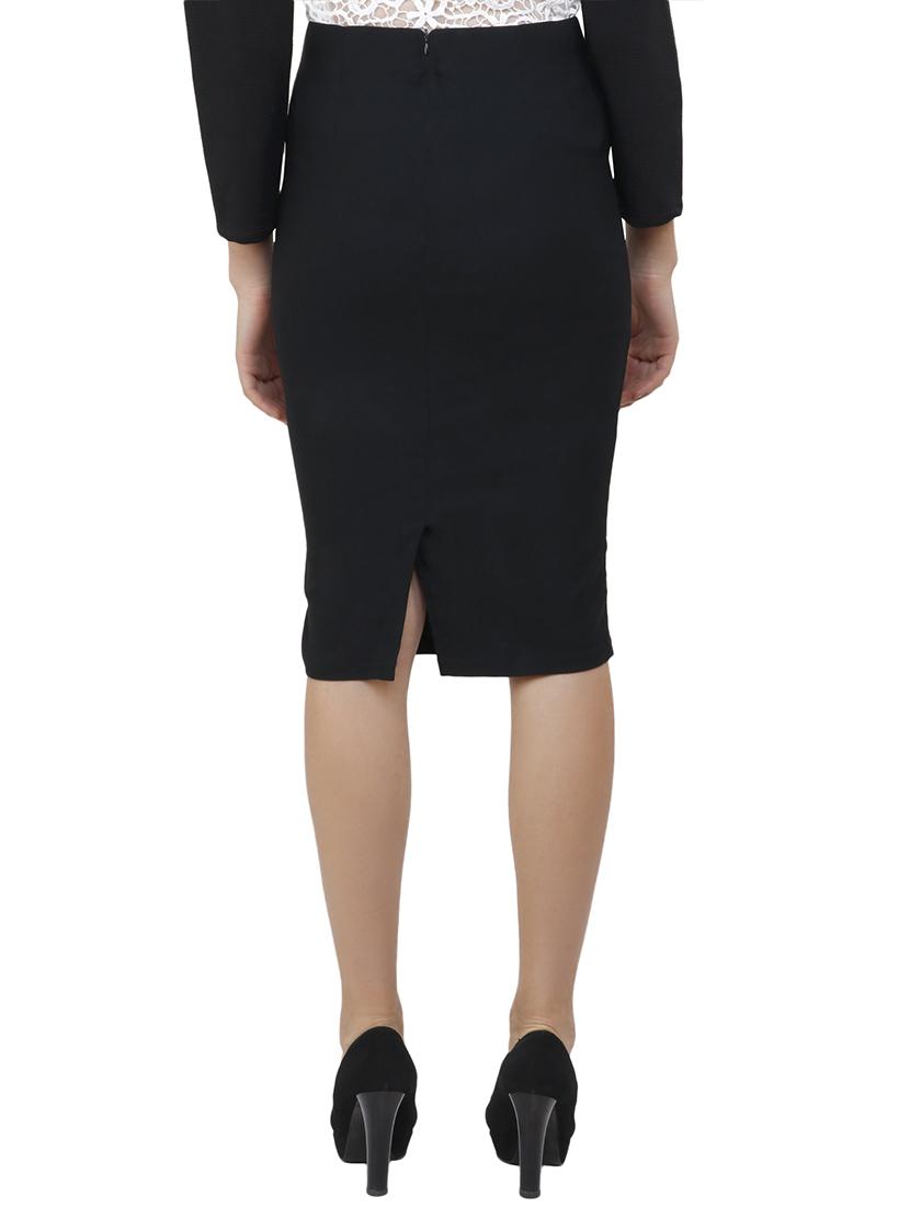 black solid cotton pencil skirt - 15188887 - Zoom Image - 3