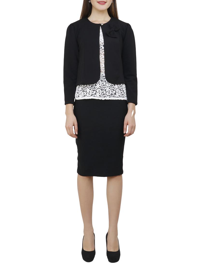 black solid cotton pencil skirt - 15188887 - Zoom Image - 4