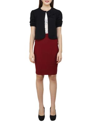 maroon solid cotton pencil skirt - 15188889 - Standard Image - 4