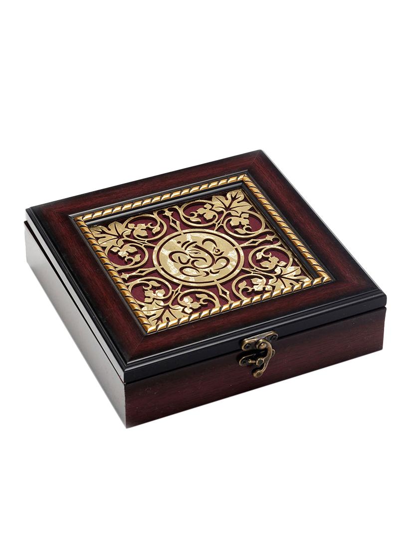 ganesha motif embellished brown gift box - 1 pcs - 15188918 - Zoom Image - 1