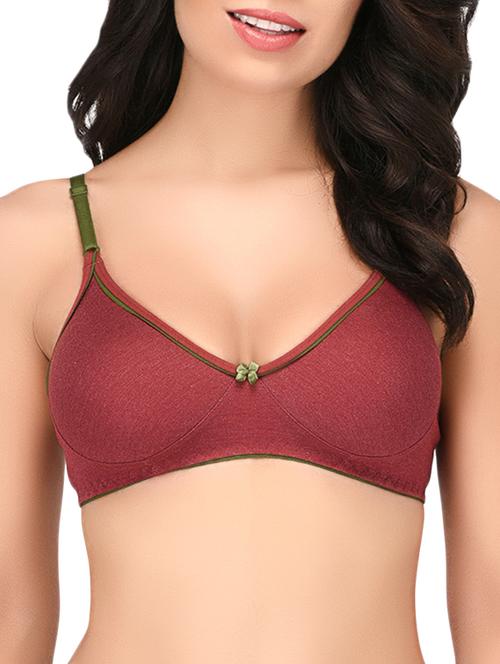 maroon solid hosery bra - 15188962 - Standard Image - 1