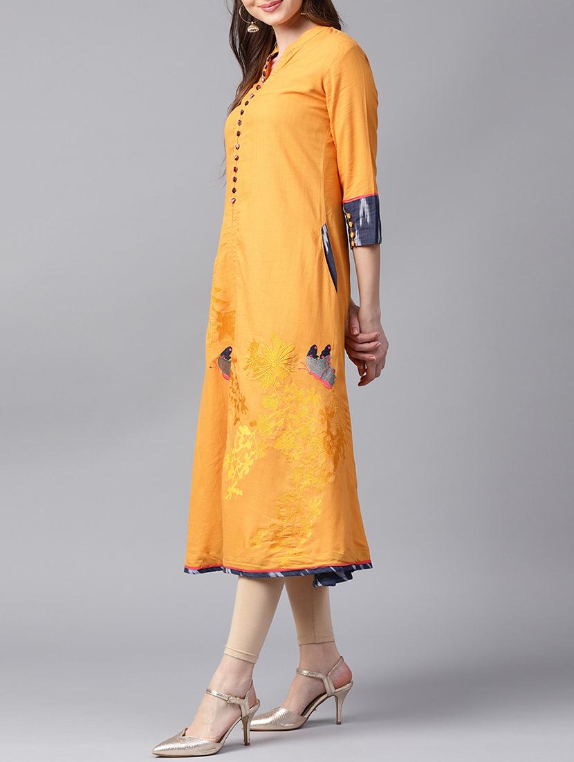 a-line slit embroidered kurta - 15189580 - Zoom Image - 2