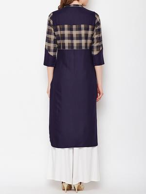 straight checkered kurta - 15189601 - Standard Image - 3