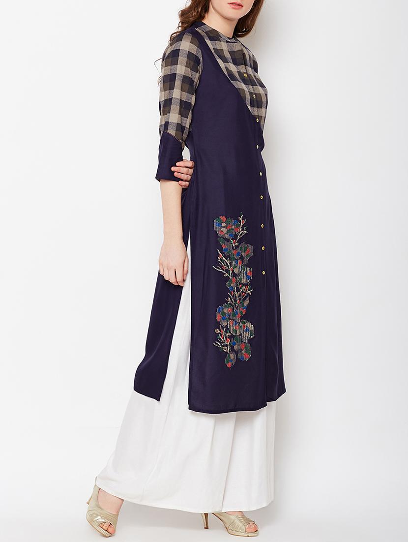 straight checkered kurta - 15189601 - Zoom Image - 2