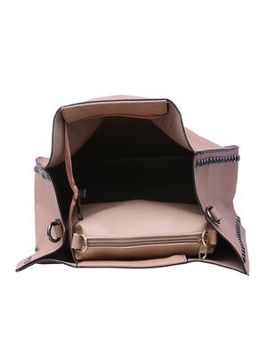 beige leatherette (pu) combo tote - 15189636 - Standard Image - 4
