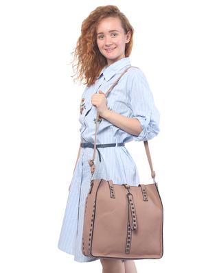 beige leatherette (pu) combo tote - 15189636 - Standard Image - 7