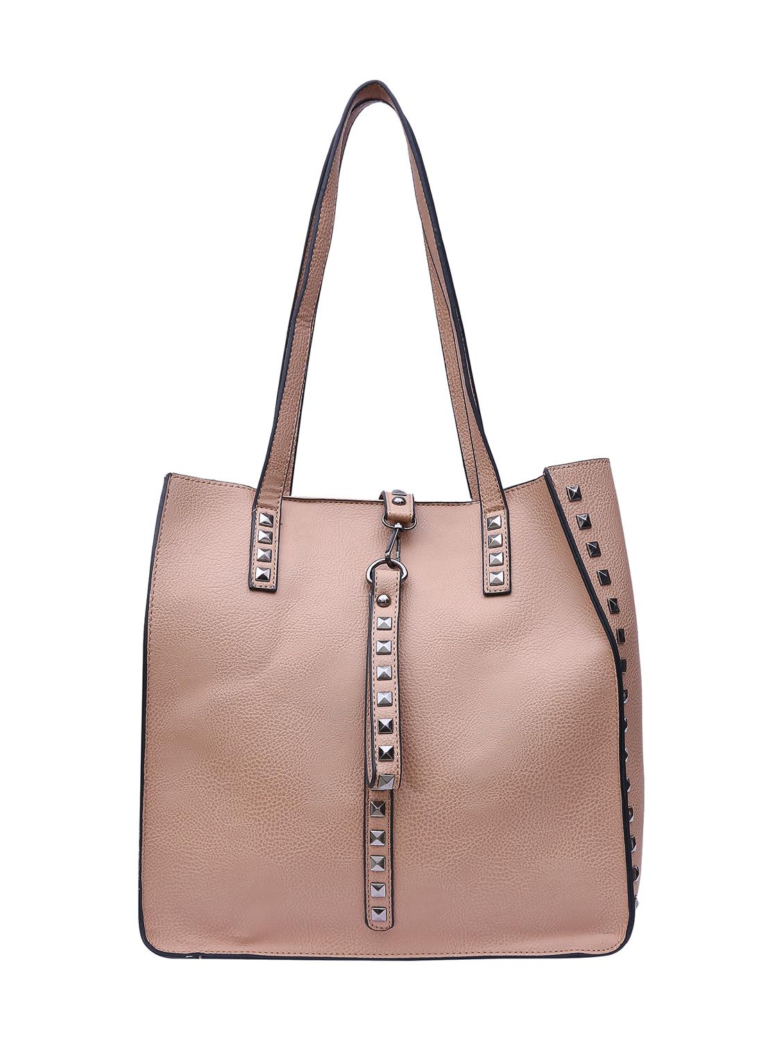 beige leatherette (pu) combo tote - 15189636 - Zoom Image - 2