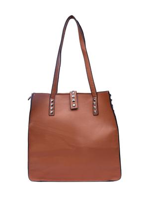 brown leatherette (pu) combo tote - 15189640 - Standard Image - 3