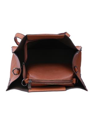 brown leatherette (pu) combo tote - 15189640 - Standard Image - 4