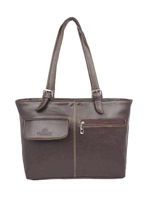 brown leatherette regular handbag - 15189940 - Standard Image - 1