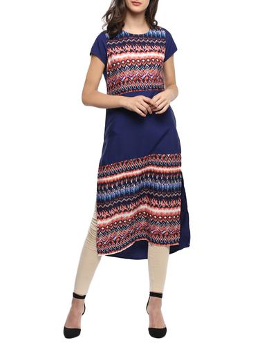 blue crepe straight kurta - 15190140 - Very Small Image - 1