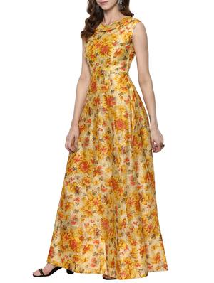 floral chanderi anarkali kurta - 15190308 - Standard Image - 2