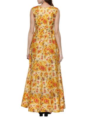 floral chanderi anarkali kurta - 15190308 - Standard Image - 3