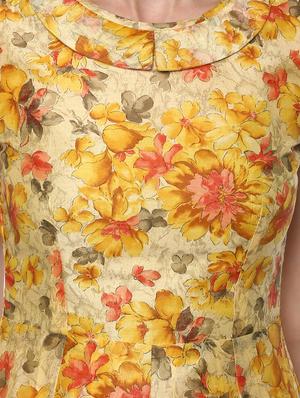 floral chanderi anarkali kurta - 15190308 - Standard Image - 4