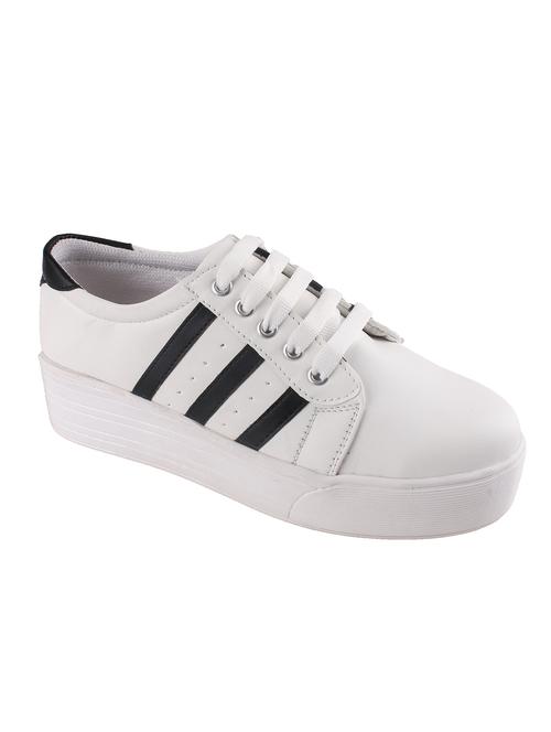 white canvas laceup sneakers - 15190711 - Very Small Image - 1