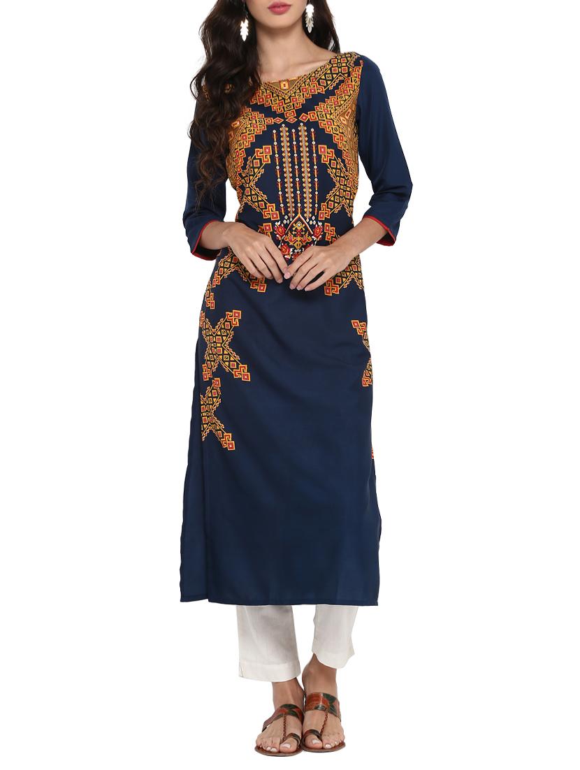straight geometrical kurta - 15191448 - Zoom Image - 1