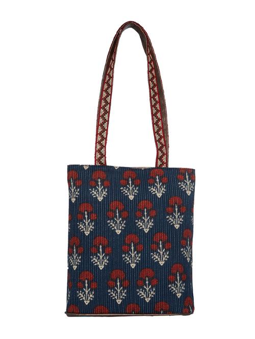 blue cotton ethnic tote - 15191573 - Standard Image - 1