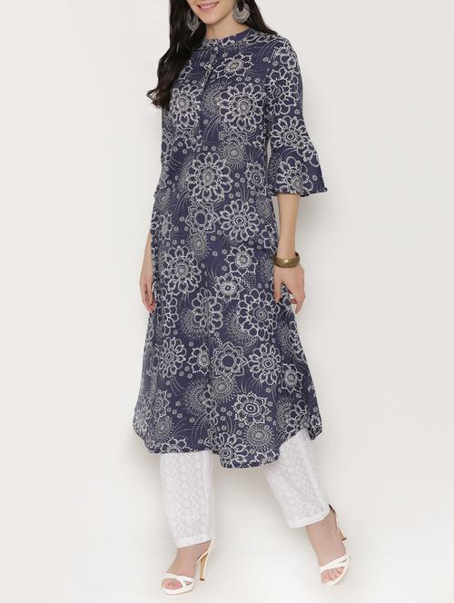 Blue cotton kurta pant - 15192004 - Standard Image - 1
