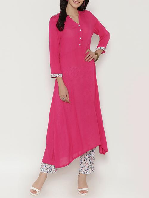 Pink rayon kurta pant - 15192005 - Standard Image - 1