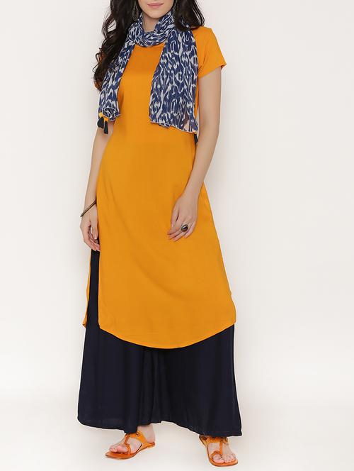 Yellow rayon kurta palazzo - 15192006 - Very Small Image - 1