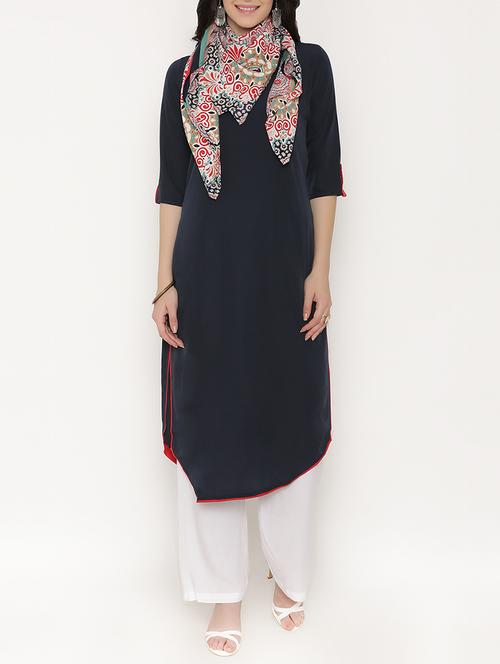 Blue rayon kurta pant - 15192008 - Standard Image - 1