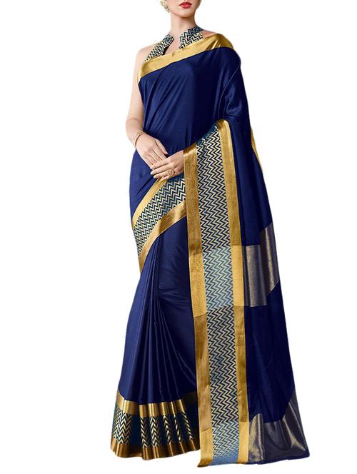 blue silk bordered saree with blouse - 15192447 - Very Small Image - 1