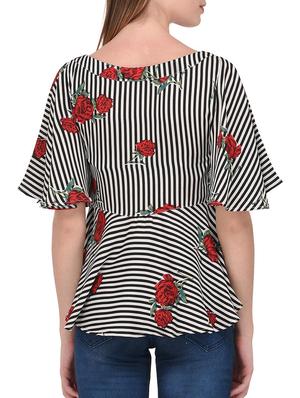 black striped printed layered top - 15193333 - Standard Image - 3