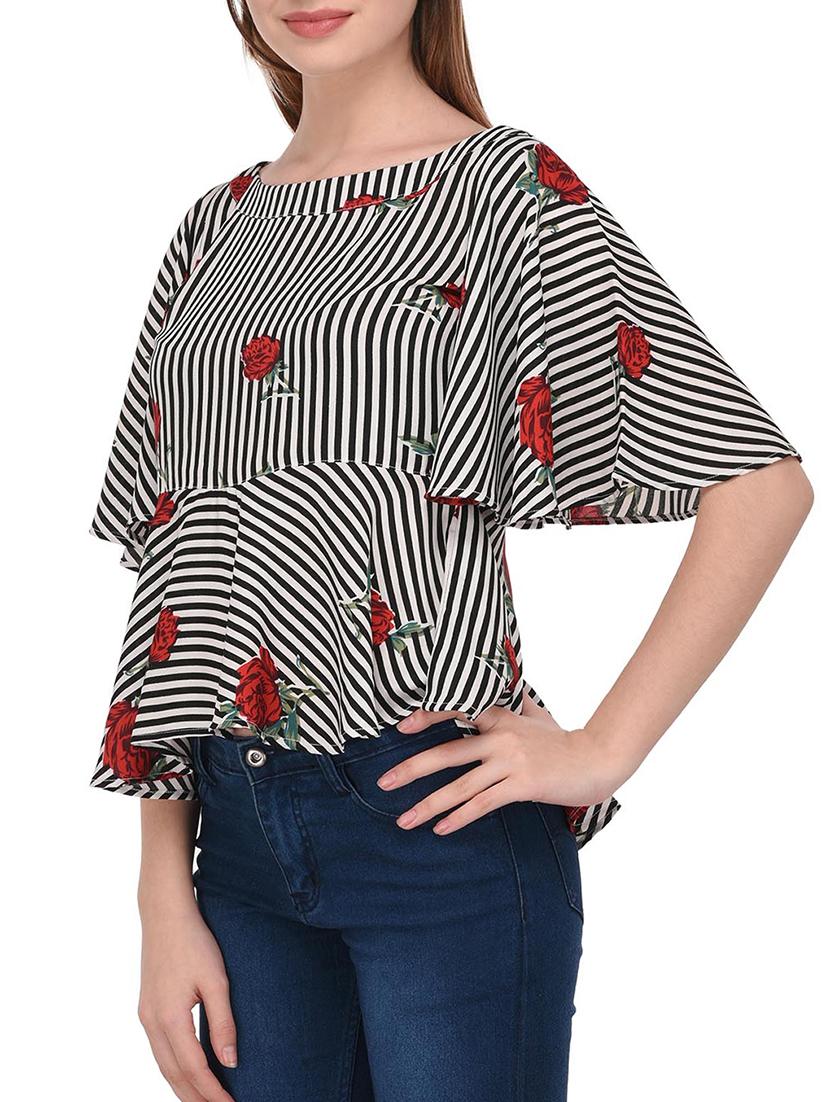 black striped printed layered top - 15193333 - Zoom Image - 2
