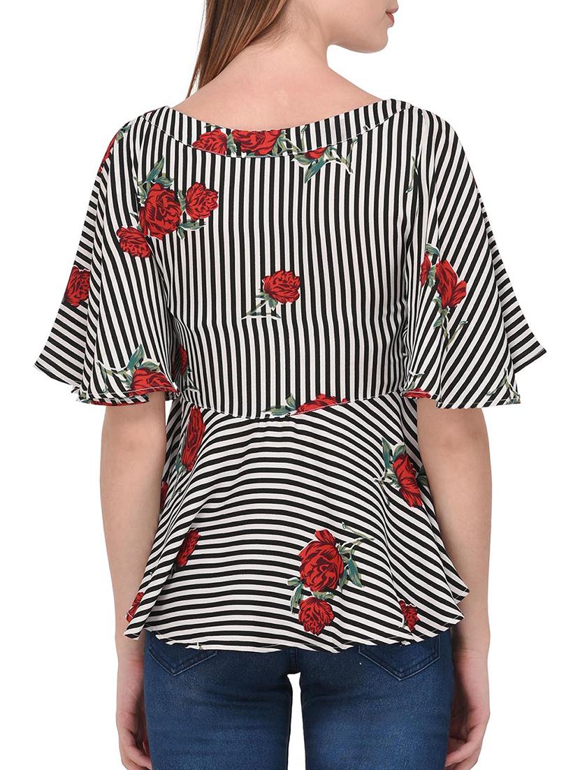 black striped printed layered top - 15193333 - Zoom Image - 3