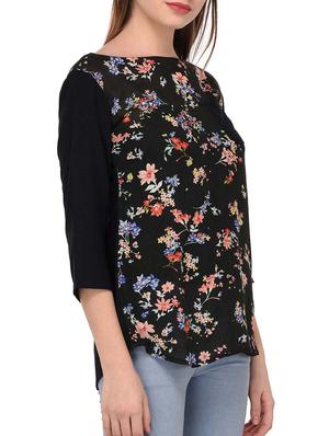 black rayon printed top - 15193338 - Standard Image - 2