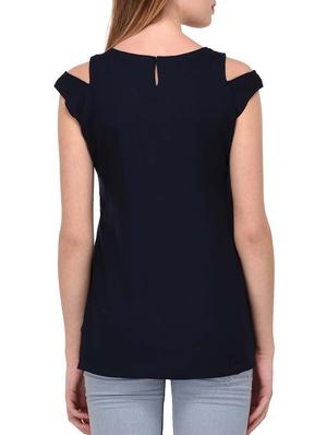 navy blue solid rayon top - 15193339 - Standard Image - 3