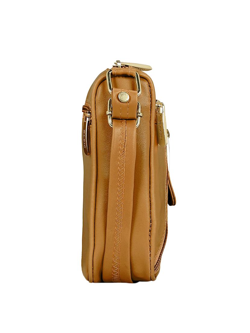 brown leatherette (pu) regular sling bag - 15193573 - Zoom Image - 4
