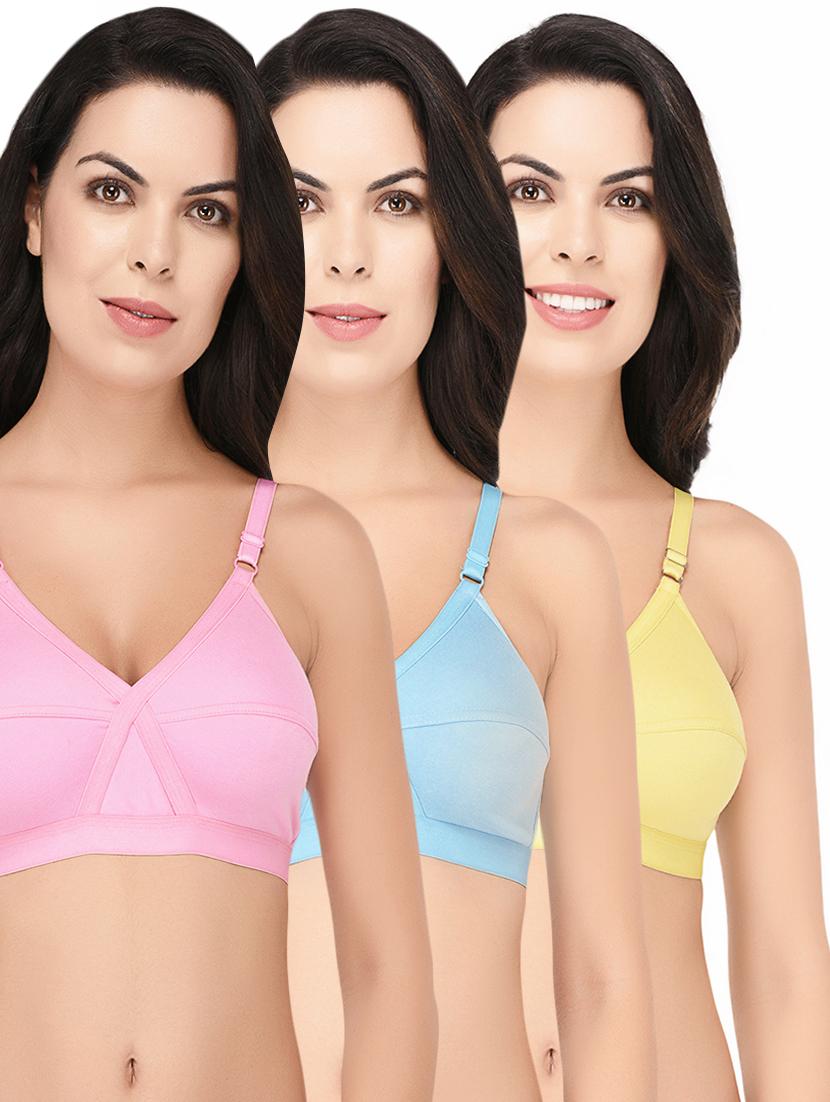 set of 3 multi colored hosery bra - 15193870 - Zoom Image - 1