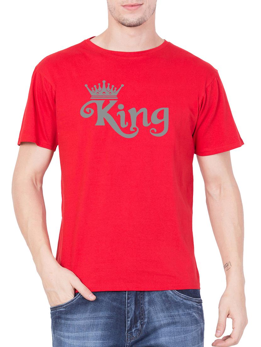 red cotton chest print t-shirt - 15194140 - Zoom Image - 1