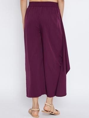 purple solid palazzo - 15194487 - Standard Image - 3