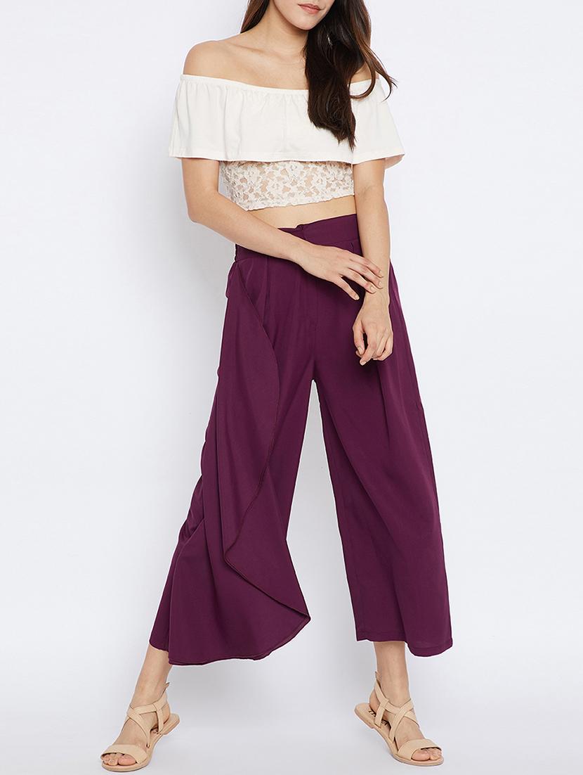 purple solid palazzo - 15194487 - Zoom Image - 4