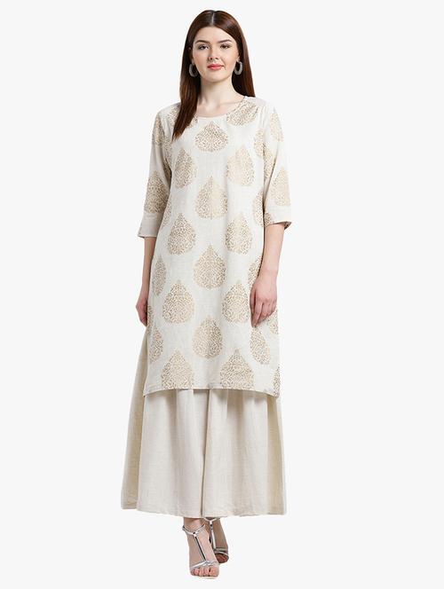 foil printed kurta palazzo set - 15195188 - Standard Image - 1