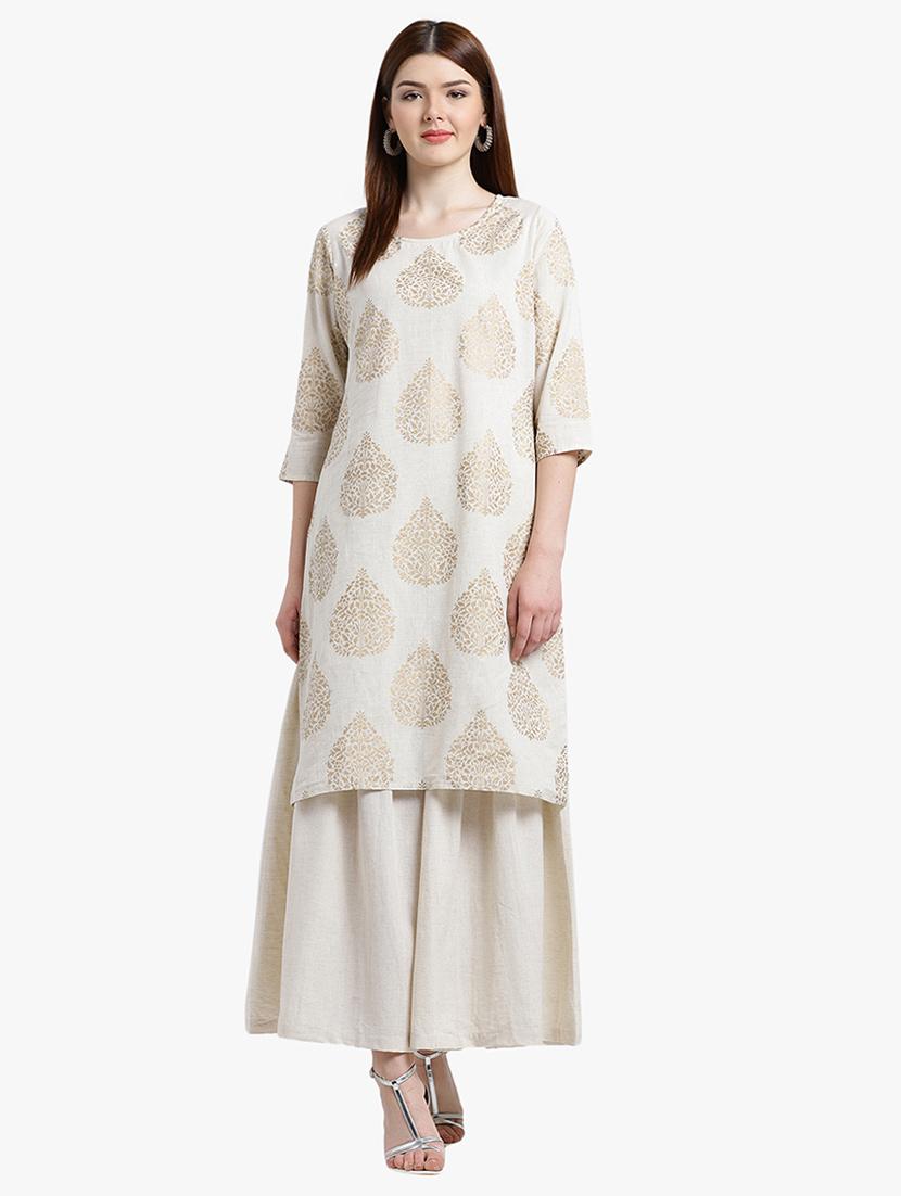 foil printed kurta palazzo set - 15195188 - Zoom Image - 1