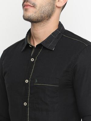 black cotton casual shirt - 15195627 - Standard Image - 4