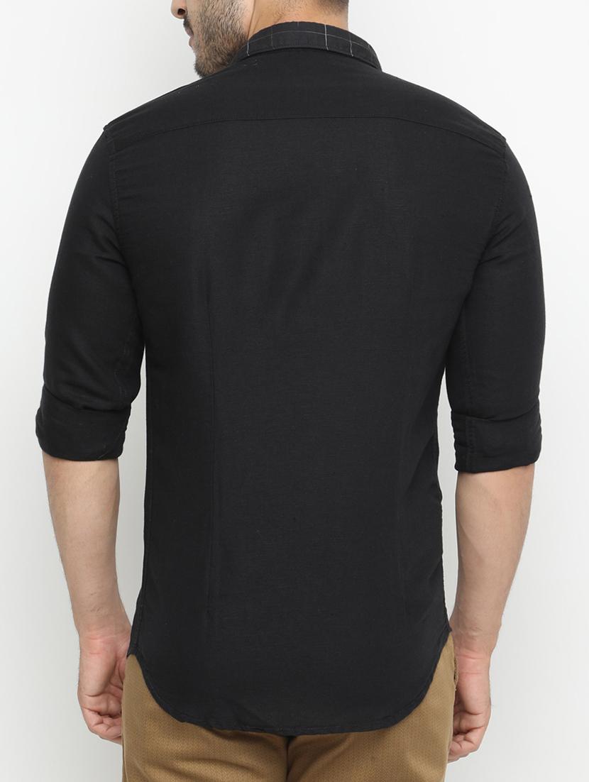black cotton casual shirt - 15195627 - Zoom Image - 3