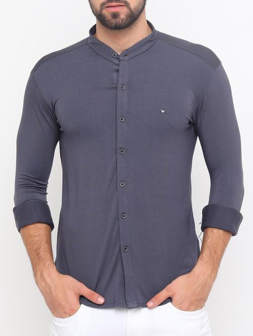 grey cotton casual shirt - 15195653 - Standard Image - 1